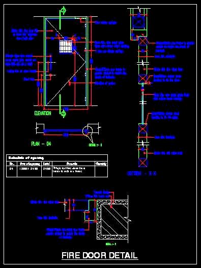 40mm Laminated Fire Door CAD- Plan, Elevation, and Details